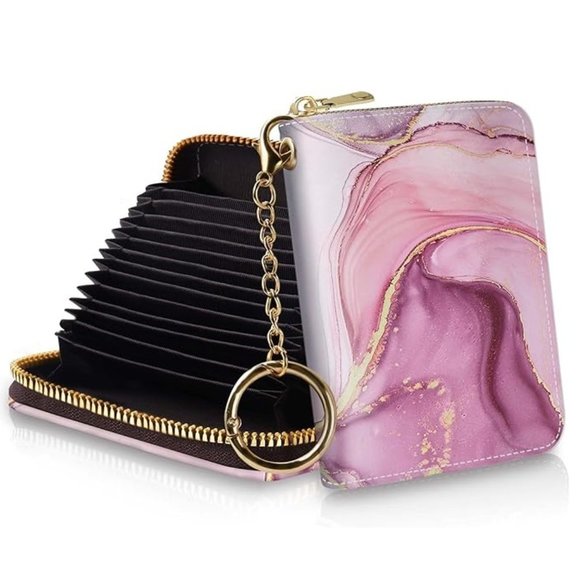 Pink Marble Credit Card Holder RFID Wallet - Picture 1 of 5